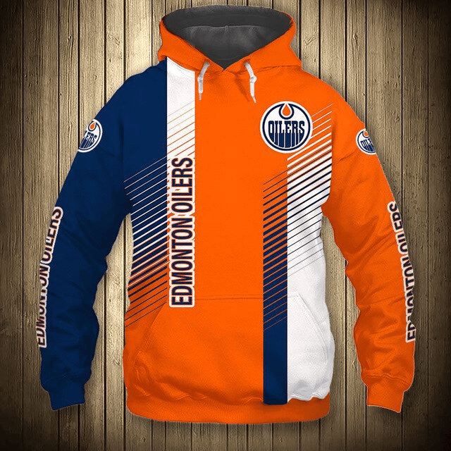 Edmonton Oilers Stripes Casual Printed 3D Hoodie