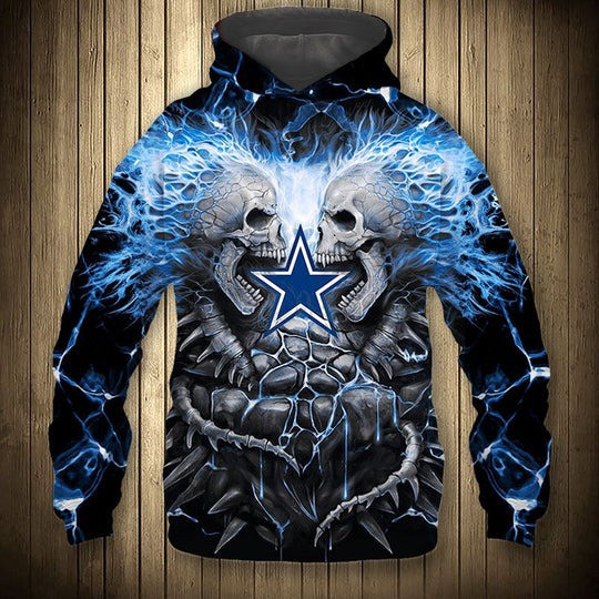 Electric Dallas Cowboys Skull Halloween American Football 3D Printed Hoodie