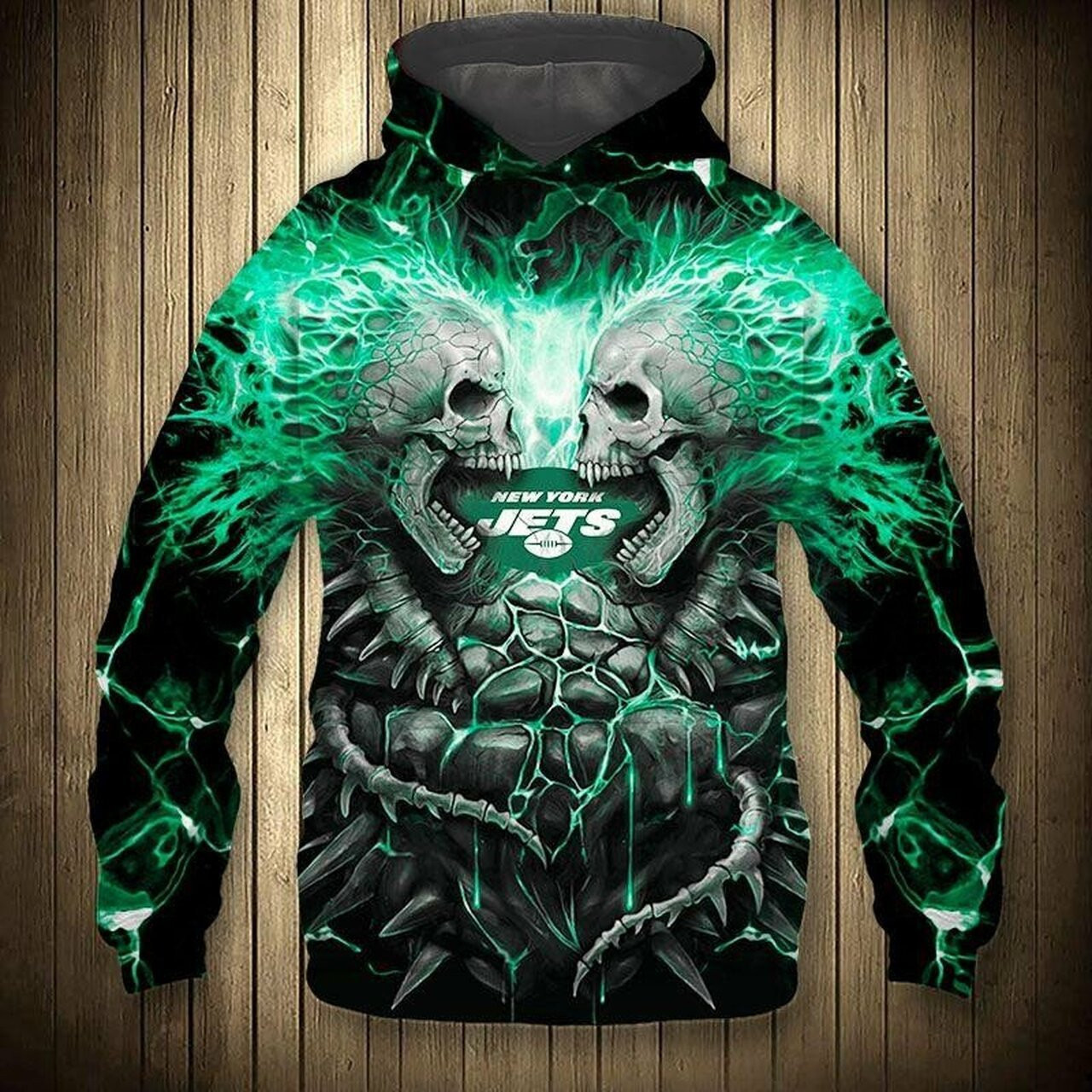 Electric New York Jets Skull   Hoodie 3D TR3885