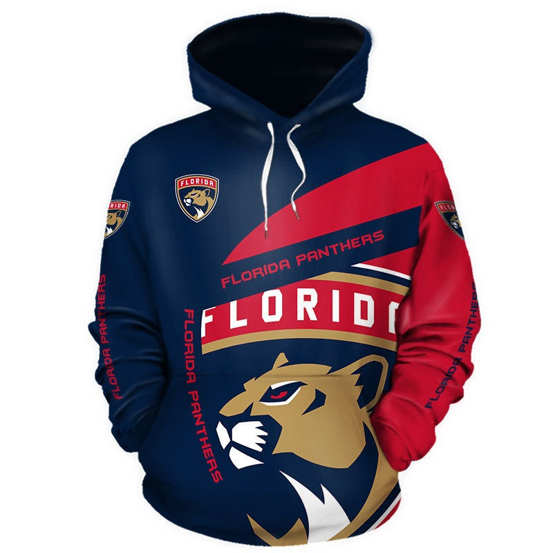 Florida Panthers Team Name And Logo Blue Red Color 3D Printed Hoodie
