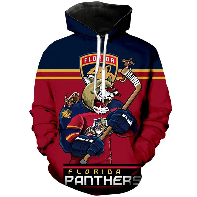 Florida Panthers Team Name And Mascot Blue Red Color 3D Printed Hoodie