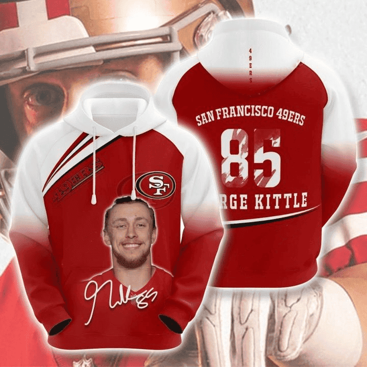 George Kittle #85 San Francisco 49Ers Signature   Hoodie 3D Red