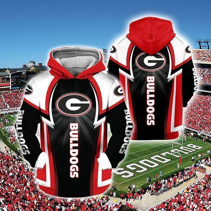Georgia Bulldogs Football Pullover And Zippered Hoodies Custom 3D Black And Red AOP Hoodie Zip Hoodie HT29