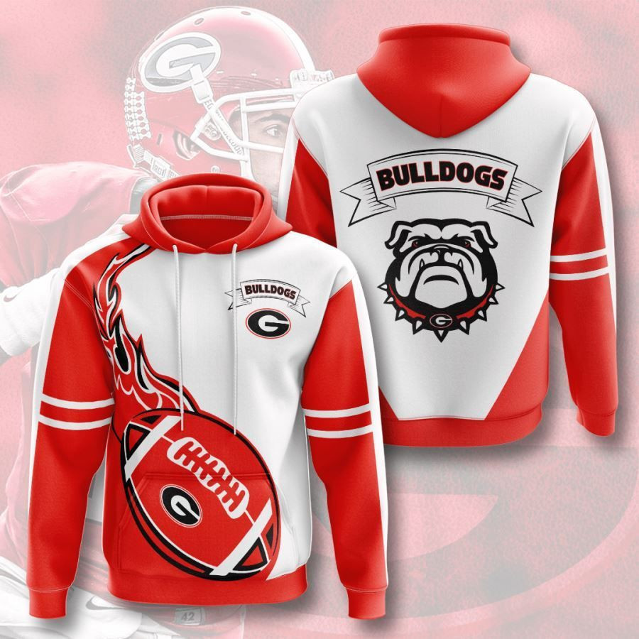 Georgia Bulldogs No703 Red White Custom Hoodie Zip Hoodie TH348
