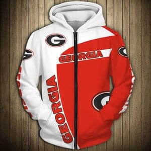 Georgia Bulldogs Red And White Hoodie Zip Hoodie HH908