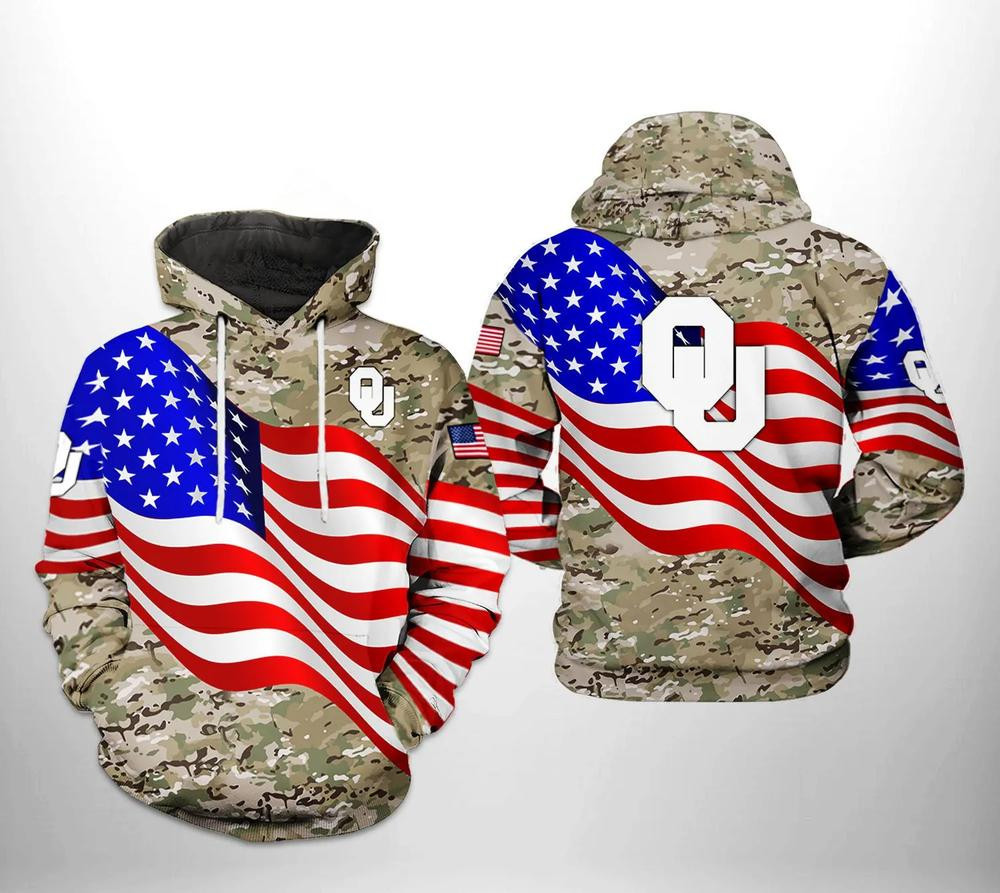Gifts For Her Oklahoma Sooners With Flag American My Heart 3D Hoodie