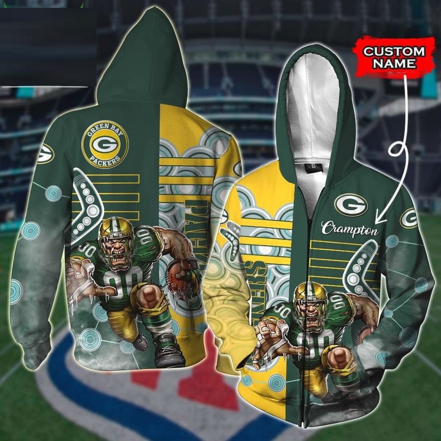 Green Bay Packers 3D Shirts Mascot Green NFL Custom Name