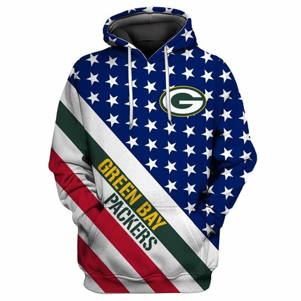 Green Bay Packers And America Flag   Hoodie 3D TR9345