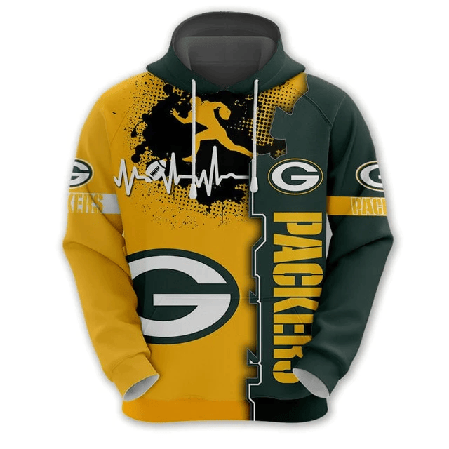 Green Bay Packers Beating Curve Printed 3D Hoodie