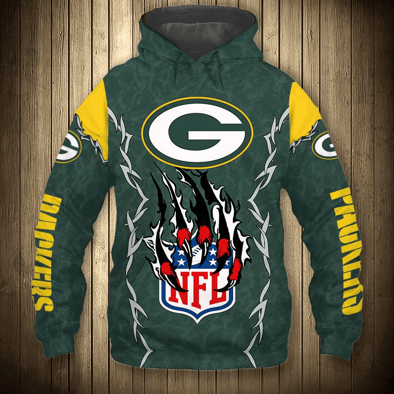 Green Bay Packers Claw Printed 3D Hoodie