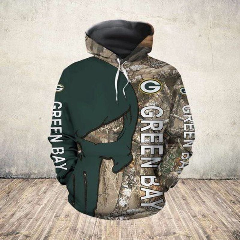 Green Bay Packers Logo Skull   Hoodie 3D TR9311