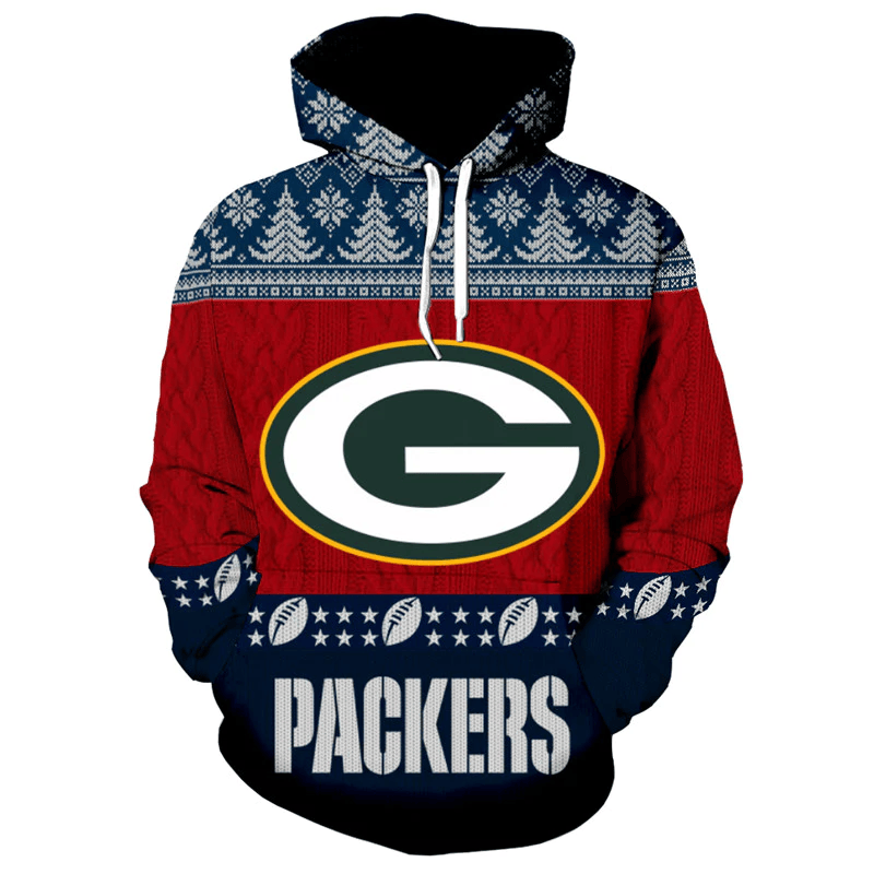 Green Bay Packers Printed 3D Hoodie Christmas Edition