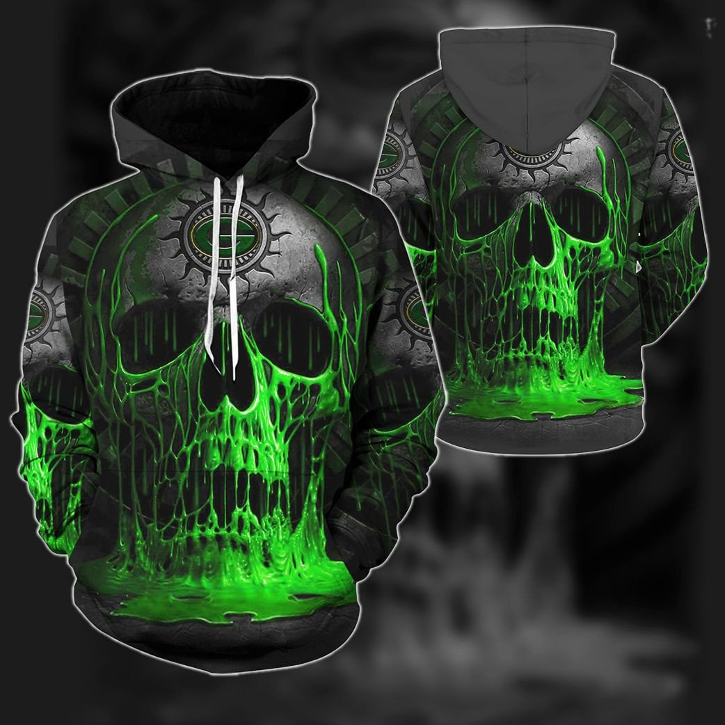 Green Bay Packers Skull Green Bay Packers S Zips Green Bay Packers   Hoodie 3D TR9297