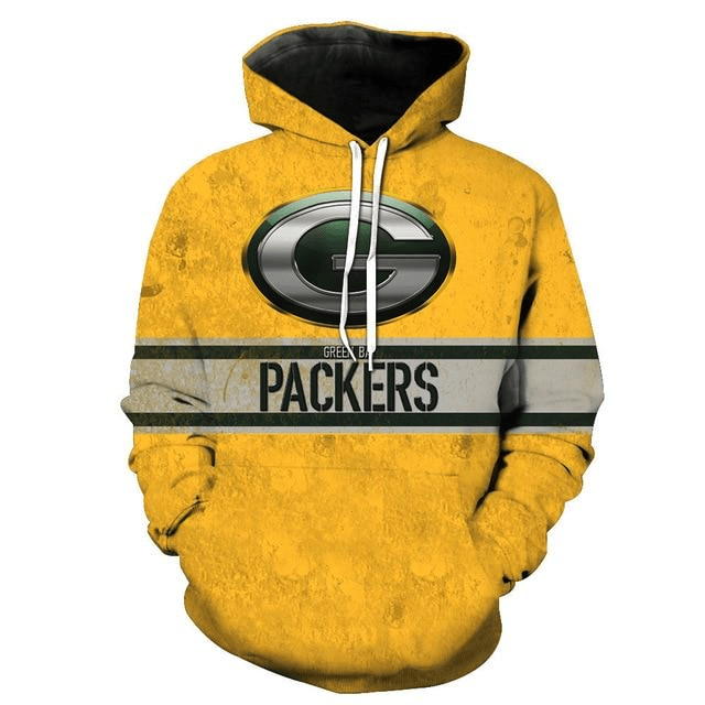 Green Bay Packers Yellow Printed 3D Hoodie