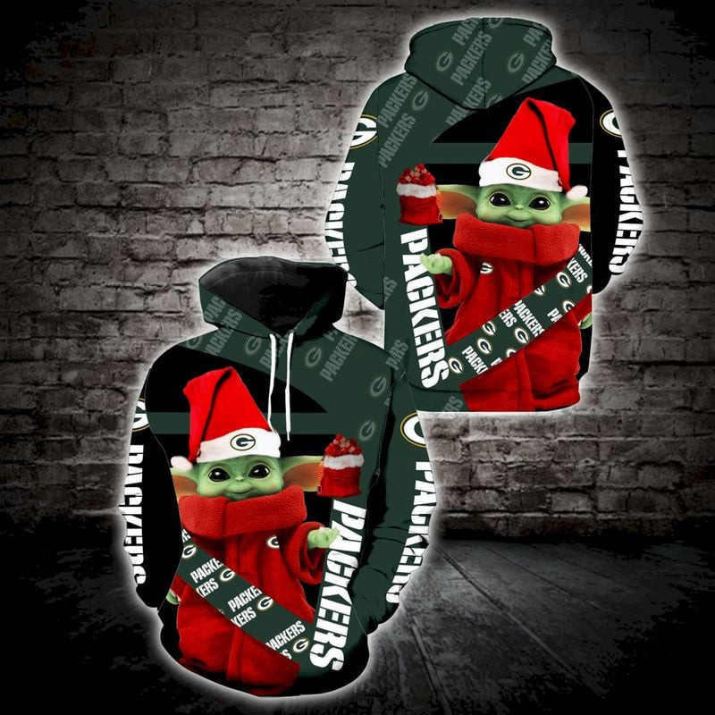 Green Bay Packers Yoda Christmas   Hoodie 3D TR9303