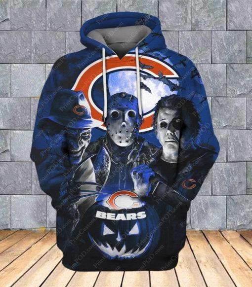 Horror Chicago Bears Jason Voorhees Freddy Krueger Michael Myers Halloween   Hoodie 3D PH1323