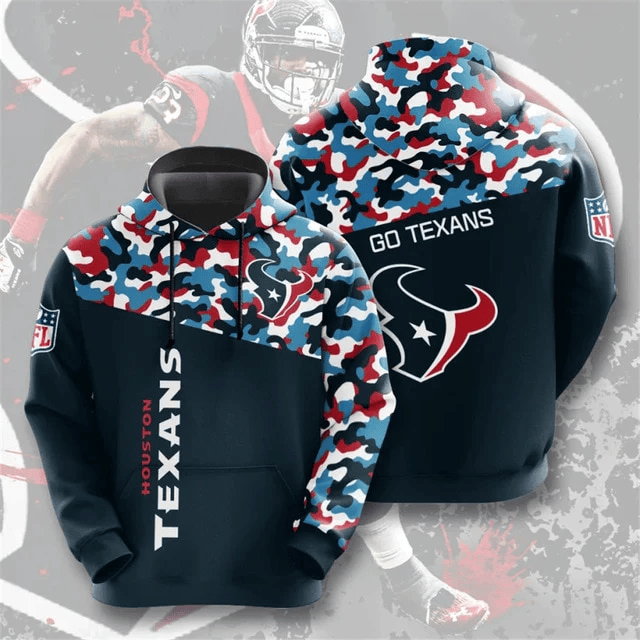 Houston Texans Camouflage Casual Printed 3D Hoodie