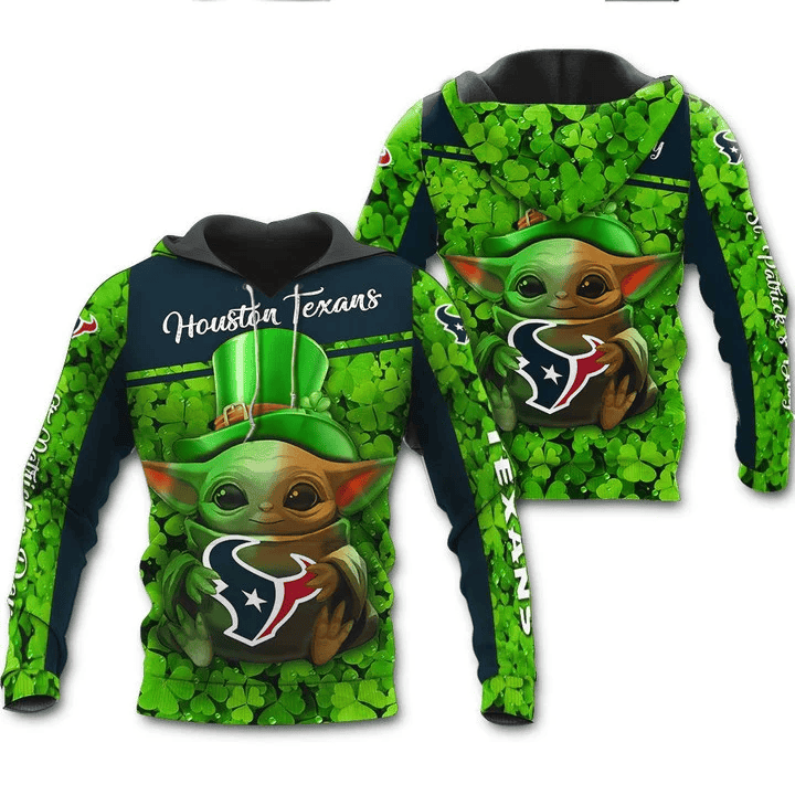 Houston Texans Grogu St Patrick Is Day   Hoodie 3D