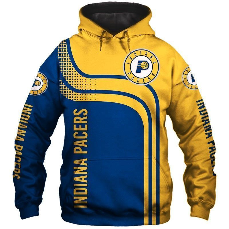 Indiana Pacers Pullover And Zippered Hoodies Custom 3D Blue And Yellow AOP Hoodie Zip Hoodie HT102