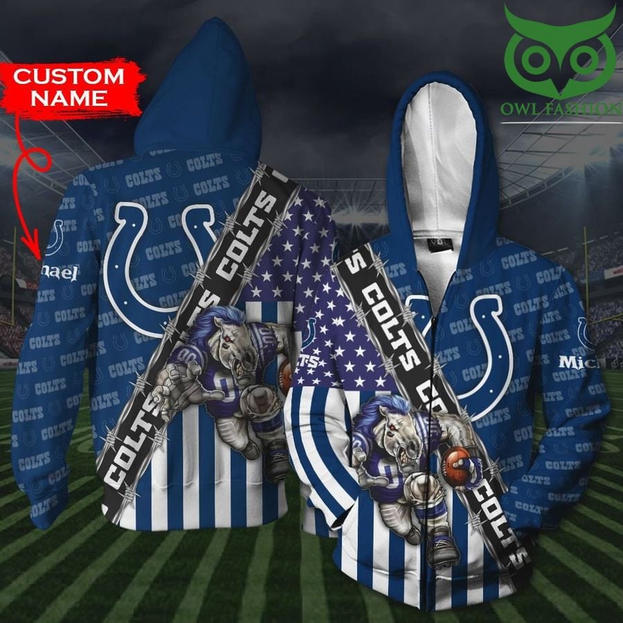 Indianapolis Colts 3D Shirts Mascot NFL Custom Name Football Fans
