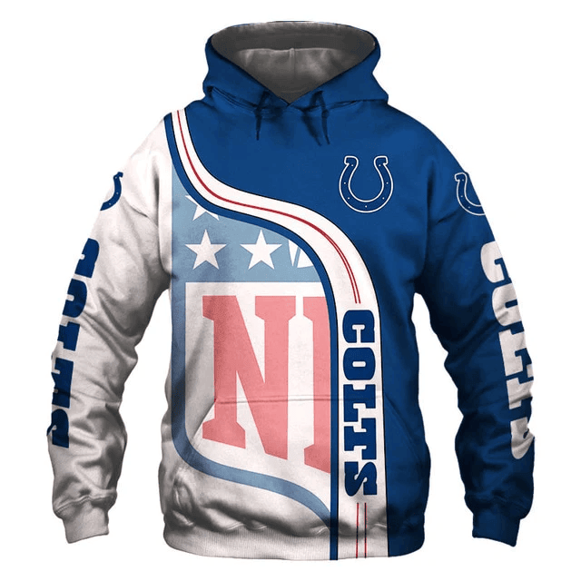 Indianapolis Colts Curved Stripes Printed 3D Hoodie