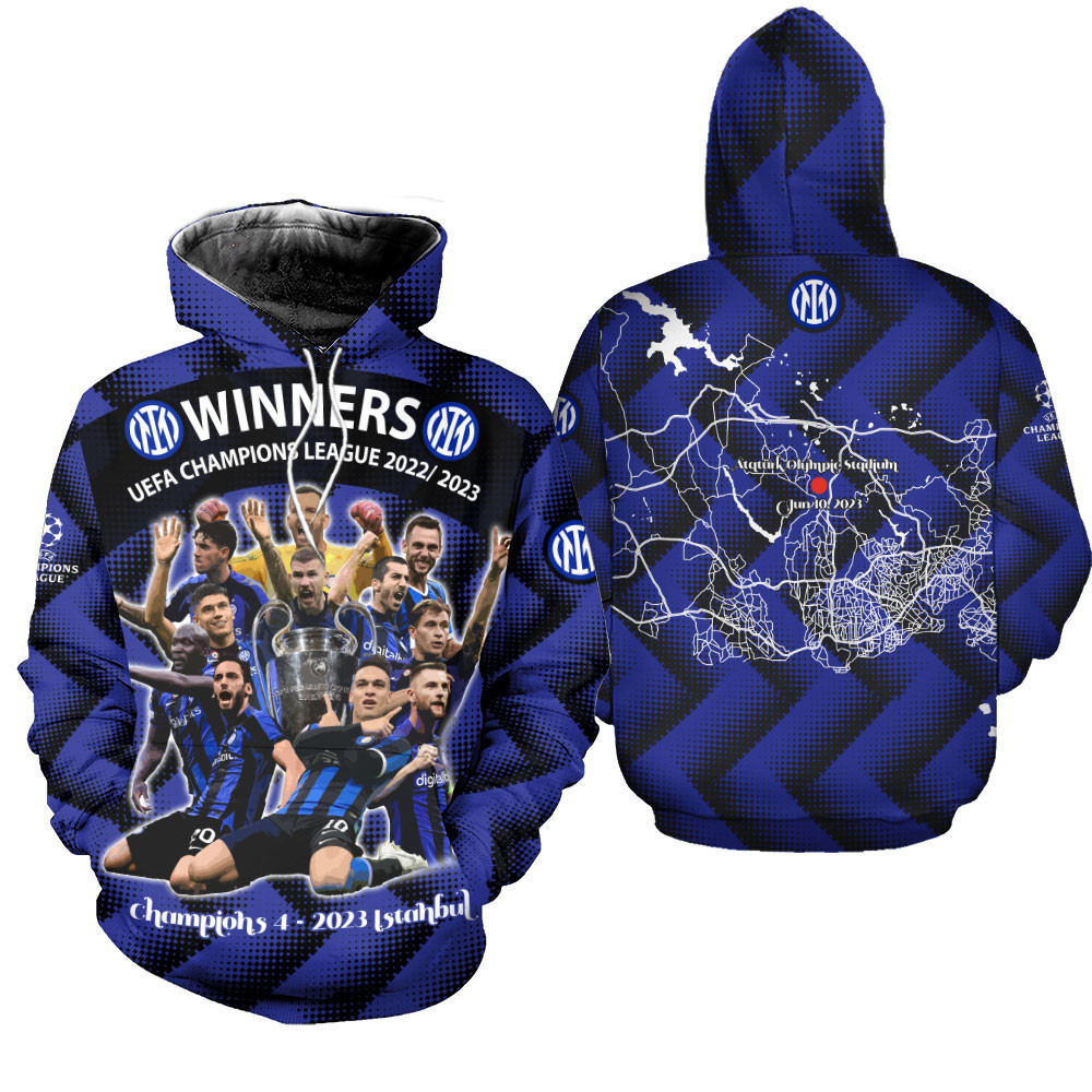 Inter Milan UEFA Champions League 2023 Champions 3D Hoodie