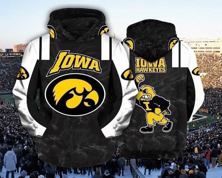 Iowa Hawkeyes Football Pullover And Zippered Hoodies Custom 3D Black AOP Hoodie Zip Hoodie HT78
