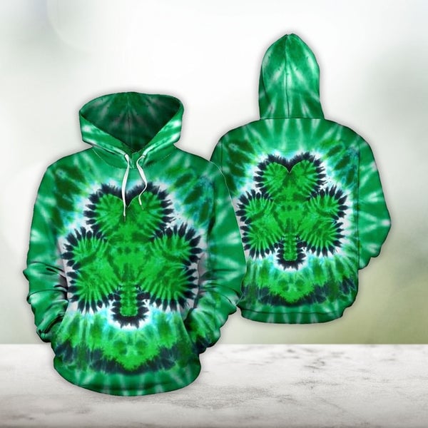 Irish Shamrock Tie Dye Stpatricks Day 3D All Over Print Hoodie For Men And Women