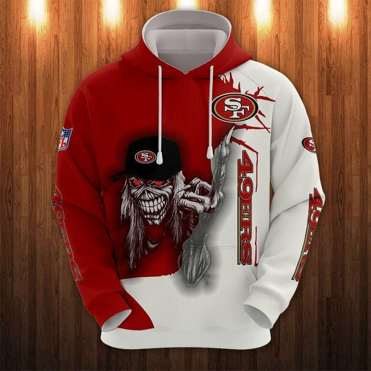 Iron Maiden San Francisco 49Ers 3D Red White AOP Hoodie Zip Hoodie HT362