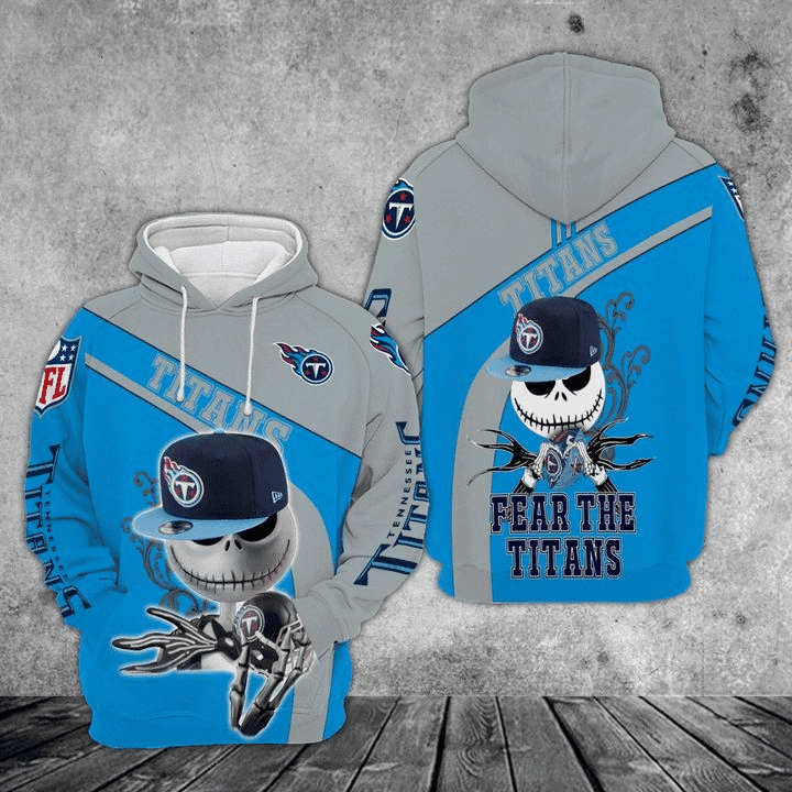Jack Skellington Hold Helmet Tennessee Titans   Hoodie 3D PH8343