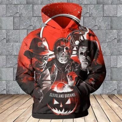 Jason Freddy Myers Cleveland Browns Halloween   Hoodie 3D