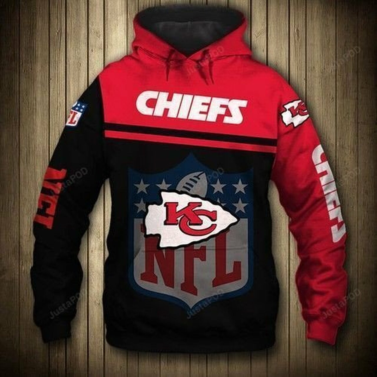Kansas City Chiefs Nfl 3D Red Black Hoodie Zip Hoodie H362