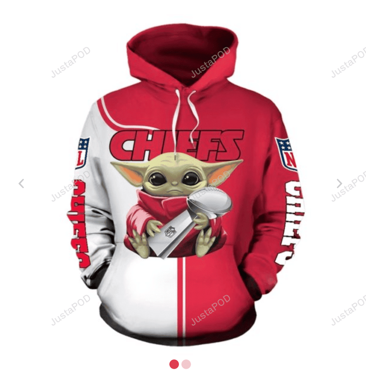 Kansas City Chiefs Nfl Baby Yoda Hug White AOP Hoodie Zip Hoodie PH2390