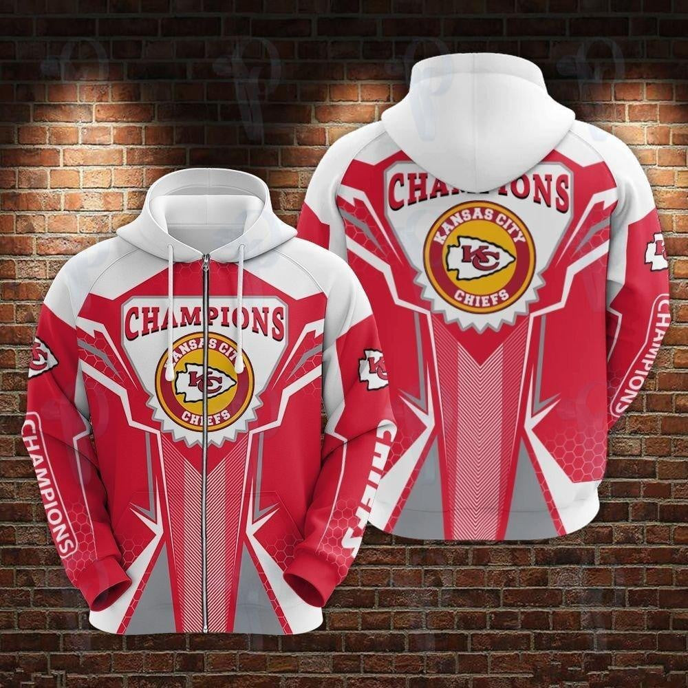 Kansas City Chiefs NFL Champions 3D Hoodie, Zip Hoodie, Sweatshirt TR3394