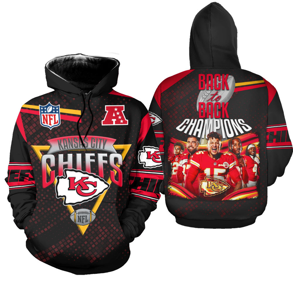 Kansas City Chiefs NFL Champions Pattern 3D Hoodie STM V3