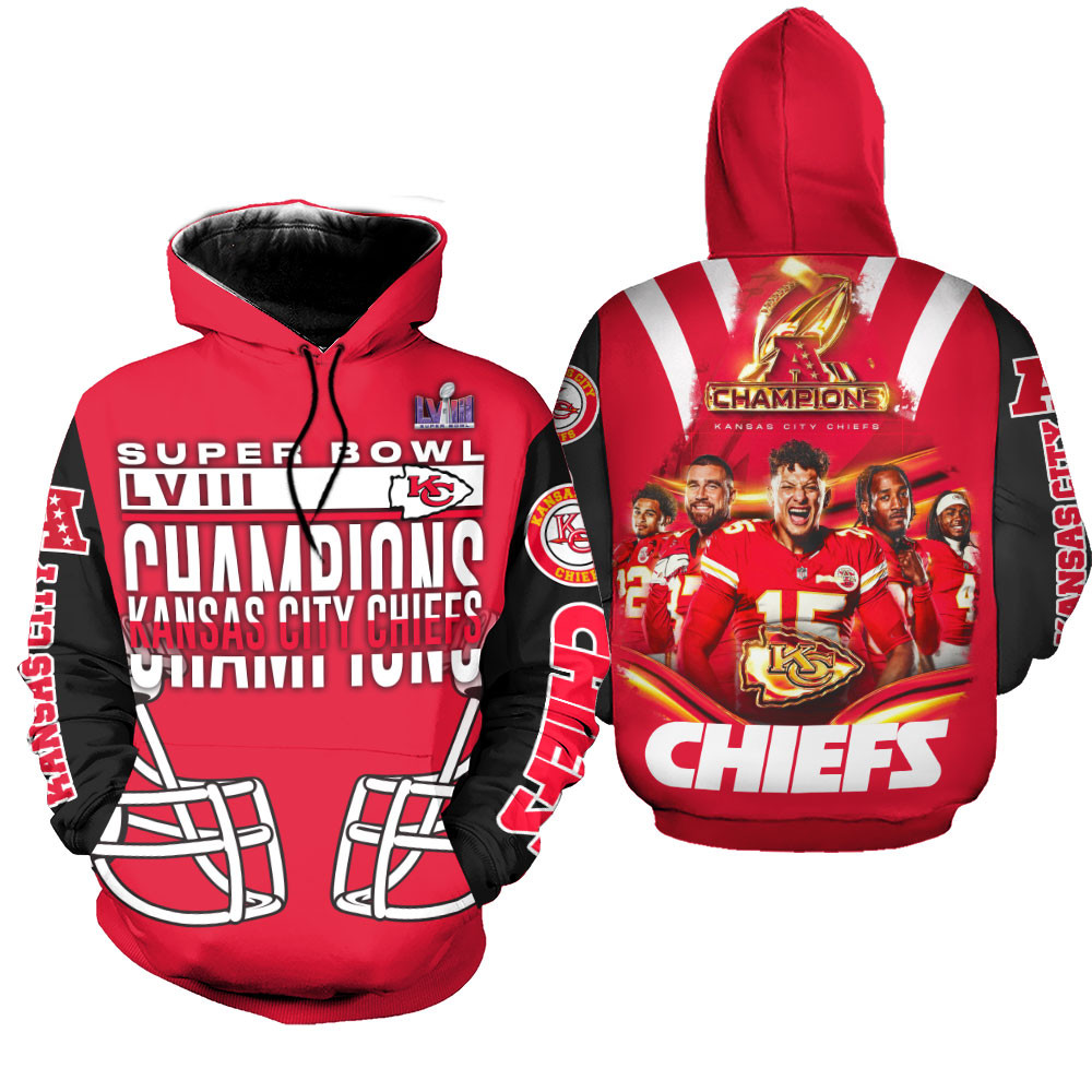 Kansas City Chiefs NFL Champions Pattern 3D Hoodie STM V5
