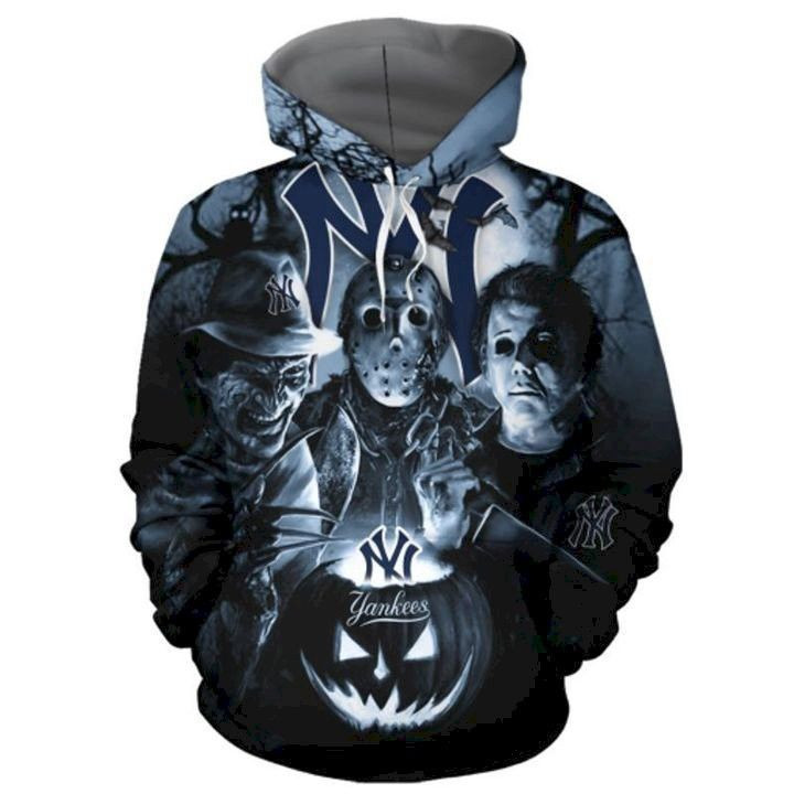 New York Yankees Halloween Horror Night Pullover And Zippered Hoodies Custom 3D AOP Hoodie Zip Hoodie HT28