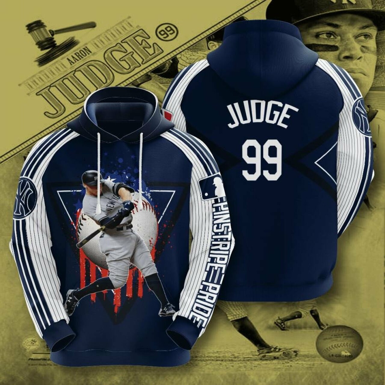 New York Yankees Judge Blue AOP Hoodie Zip Hoodie PH3338