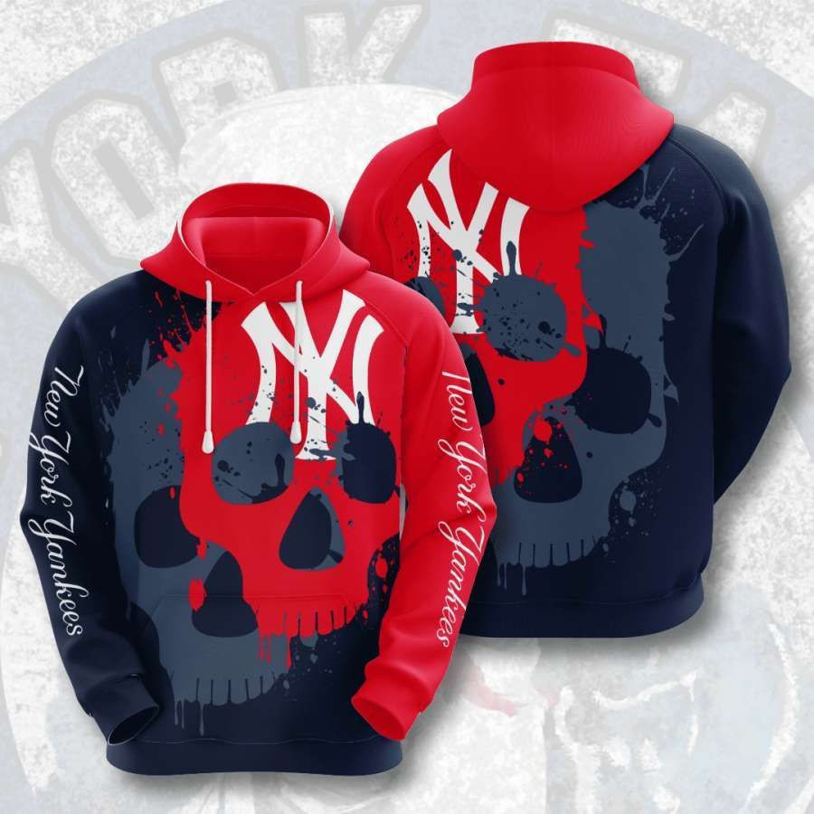 New York Yankees No1417 Custom Hoodie 3D Blue Red AOP Hoodie Zip Hoodie HT652