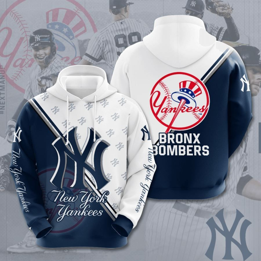 New York Yankees No1455 White Blue Custom Hoodie Zip Hoodie PH1944