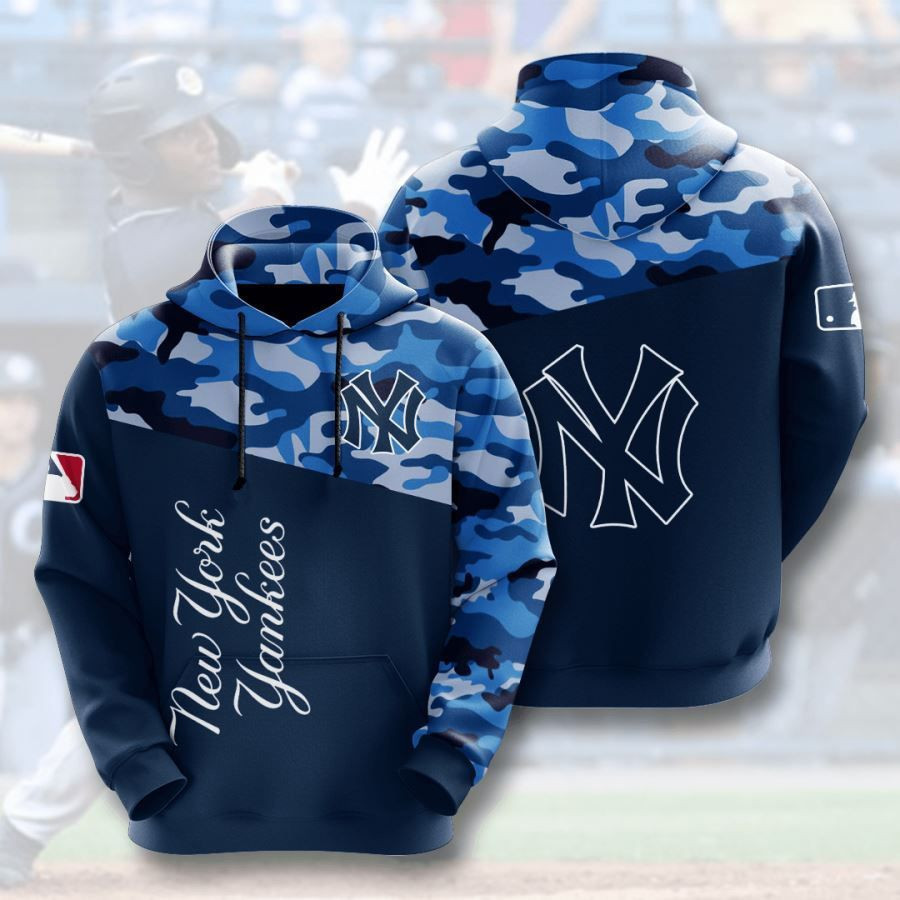 New York Yankees No1464 Custom Hoodie 3D Blue AOP Hoodie Zip Hoodie HT318