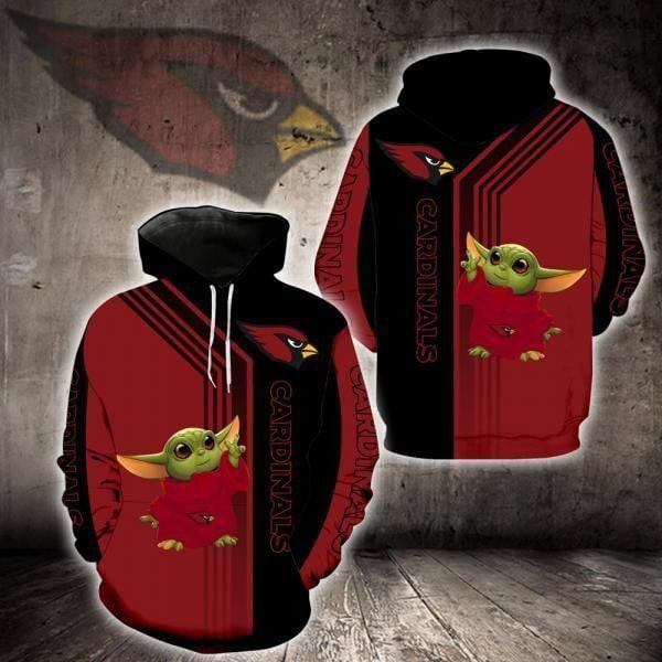 NFL Arizona Cardinals Baby Yoda Green New Full 3D Hoodie, Zip Hoodie, Sweatshirt TR3493