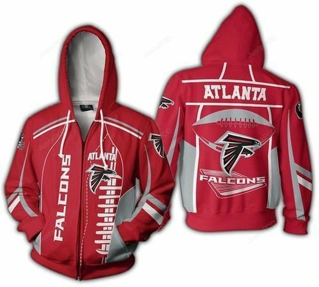 Nfl Atlanta Falcons 3D Red Hoodie Zip Hoodie H413