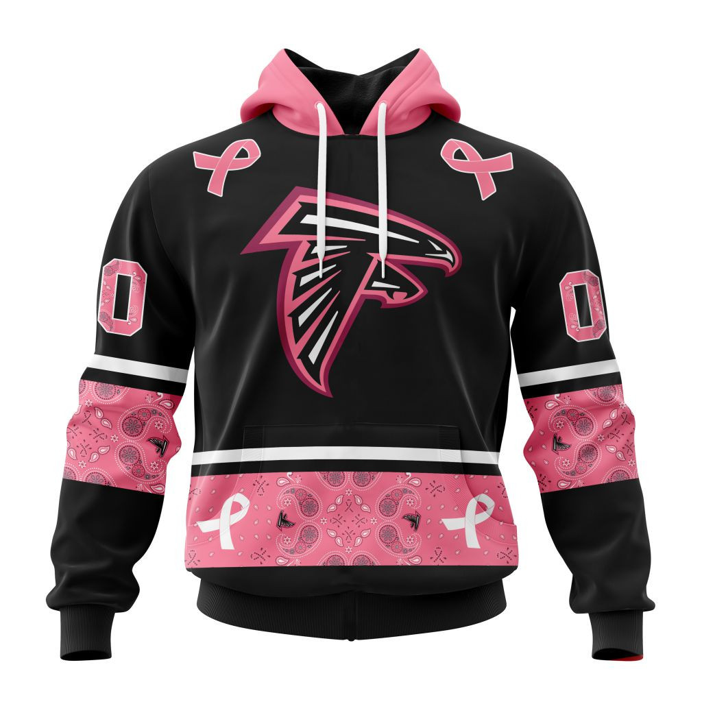 Nfl Atlanta Falcons Specialized Design In Classic Style With Paisley In October We Wear Pink Breast Cancer Hoodie Zip Hoodie TR672