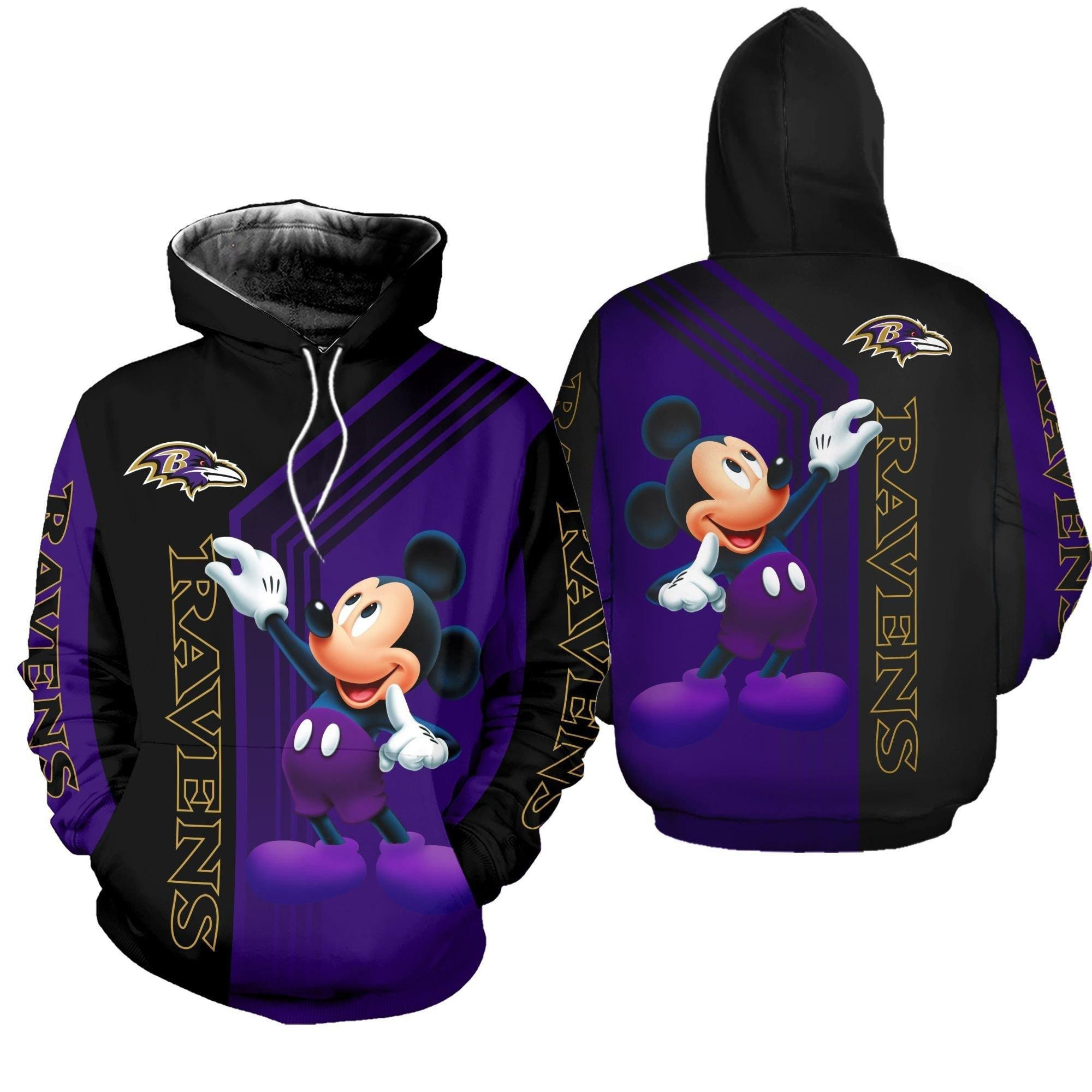 NFL Baltimore Ravens Mickey Mouse 3D Hoodie, Zip Hoodie, Sweatshirt TR3759