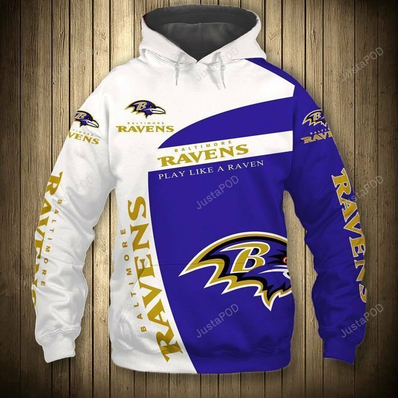 Nfl Baltimore Ravens White Blue Hoodie Zip Hoodie PH623