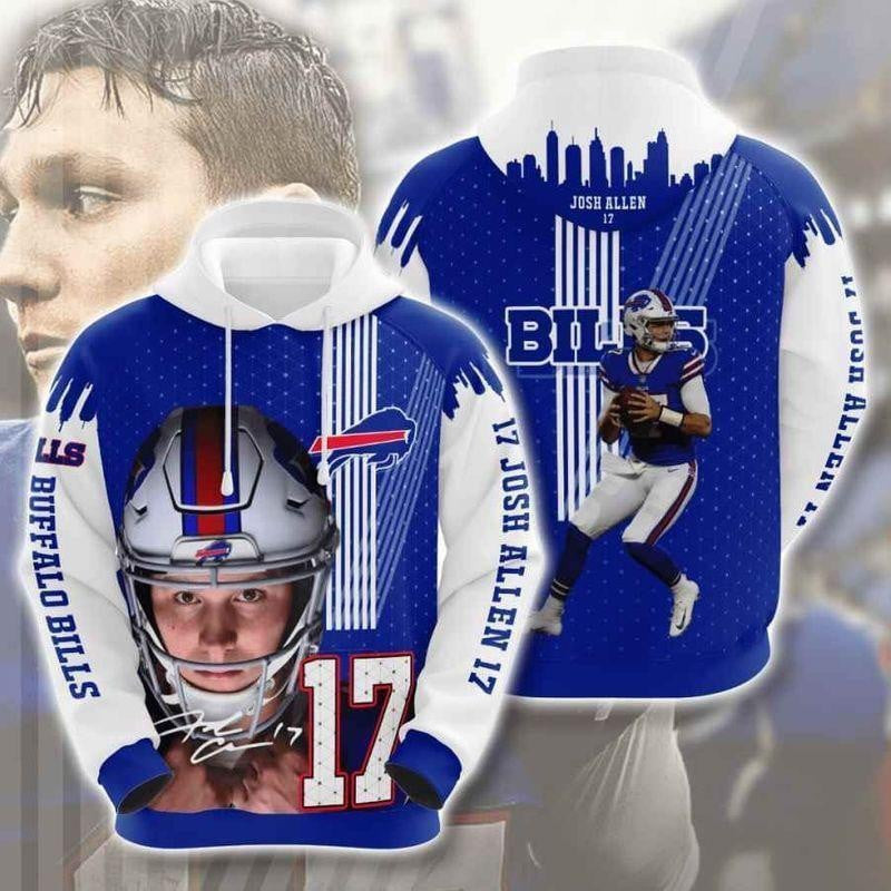 NFL Buffalo Bills 17 Josh Allen Signature Fan 3D Hoodie, Zip Hoodie, Sweatshirt TR3653