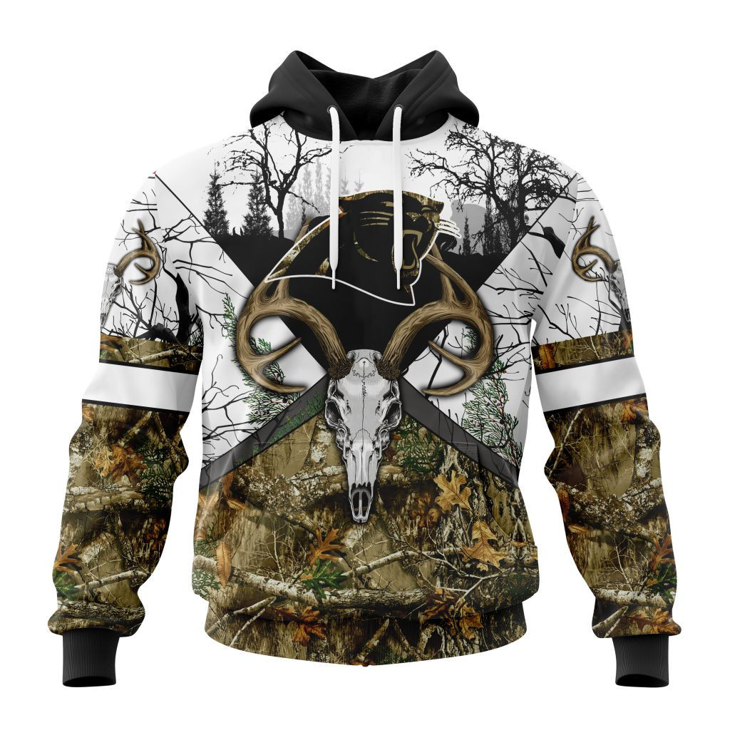 Nfl Carolina Panthers Specialized Specialized Design Wih Deer Skull And Forest Pattern For Go Hunting Hoodie Zip Hoodie PH828