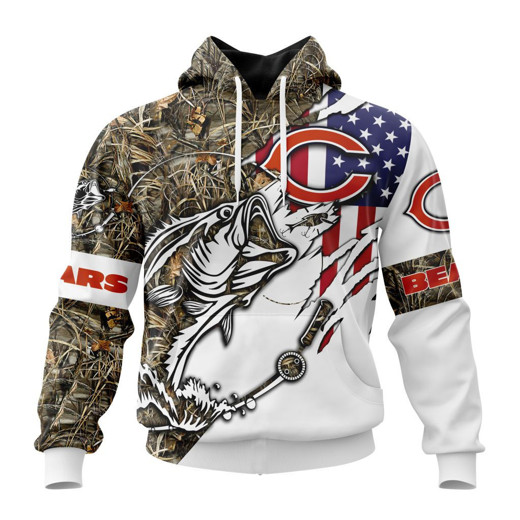 Nfl Chicago Bears Special Fishing With Flag Of The United States St2201 Hoodie Zip Hoodie TR598