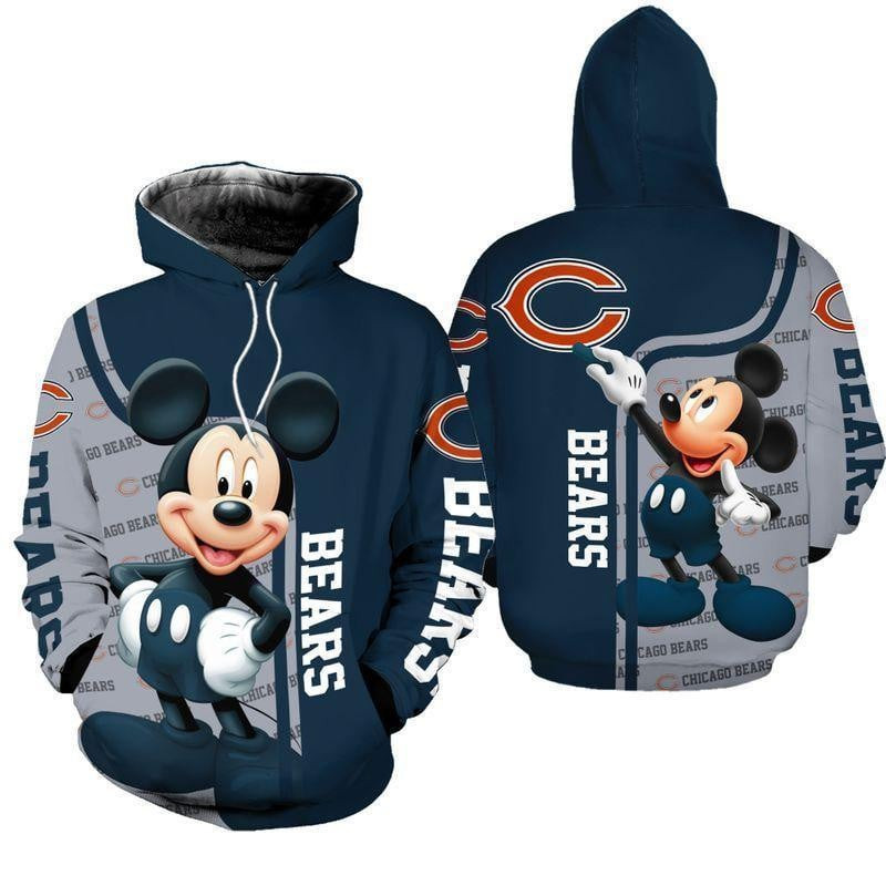 NFL Chicago Bears With Mickey 3D Hoodie, Zip Hoodie, Sweatshirt TR3758